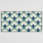Art Deco Fan Pattern Blue/Green Desk Mat Gallery Image 3