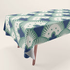 Art Deco Fan Pattern Blue/Green Tablecloth Gallery Image 1