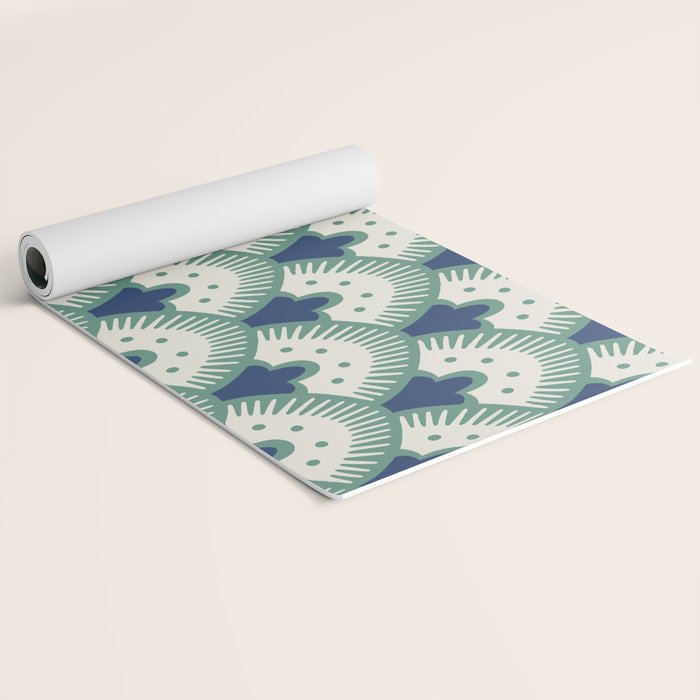 Art Deco Fan Pattern Blue/Green Yoga Mat Gallery Image 2