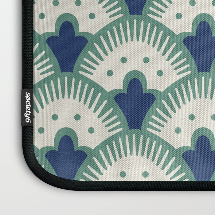 Art Deco Fan Pattern Blue/Green Laptop Sleeve Gallery Image 3