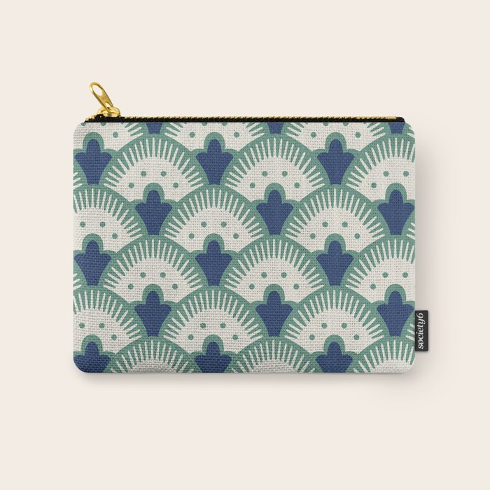 Art Deco Fan Pattern Blue/Green Carry All Pouch Gallery Image 1