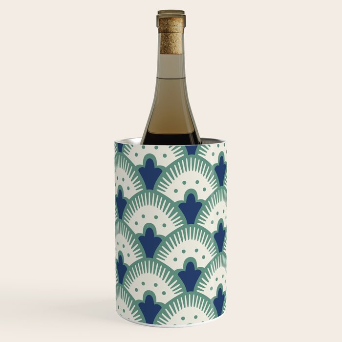 Art Deco Fan Pattern Blue/Green Wine Chiller Gallery Image 1