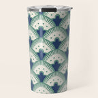 Art Deco Fan Pattern Blue/Green Travel Mug Gallery Image 1