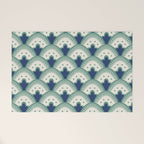 Art Deco Fan Pattern Blue/Green Welcome Mat Gallery Image 1