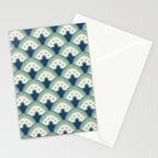 Art Deco Fan Pattern Blue/Green Stationery Card Gallery Image 2