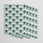 Art Deco Fan Pattern Blue/Green Wrapping Paper Gallery Image 3