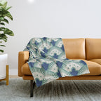 Art Deco Fan Pattern Blue/Green Throw Blanket Gallery Image 1