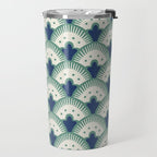 Art Deco Fan Pattern Blue/Green Travel Mug Gallery Image 2