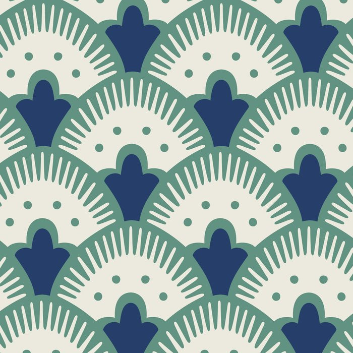 Art Deco Fan Pattern Blue/Green Coffee Mug Gallery Image 2