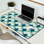 Art Deco Fan Pattern Blue/Green Desk Mat Gallery Image 2