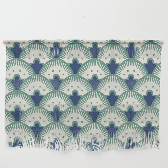 Art Deco Fan Pattern Blue/Green Wall Hanging Gallery Image 1