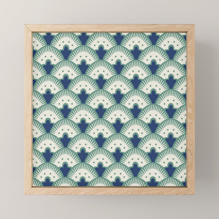 Art Deco Fan Pattern Blue/Green Mini Art Print Gallery Image 1