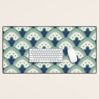 Art Deco Fan Pattern Blue/Green Desk Mat Gallery Image 1