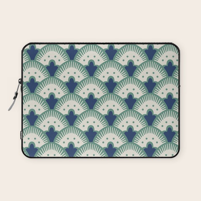Art Deco Fan Pattern Blue/Green Laptop Sleeve Gallery Image 1
