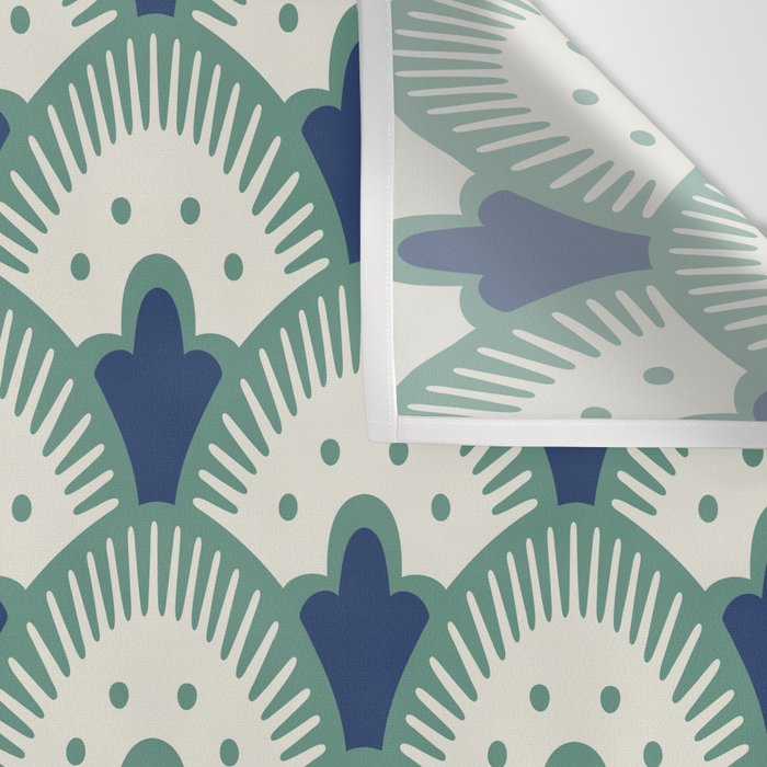 Art Deco Fan Pattern Blue/Green Wall Tapestry Gallery Image 3