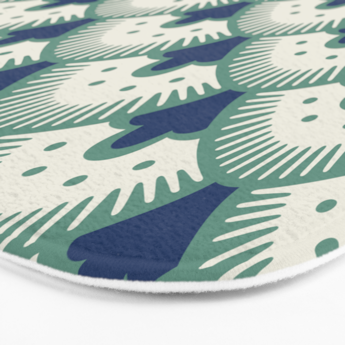 Art Deco Fan Pattern Blue/Green Bath Mat Gallery Image 3