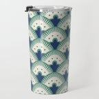Art Deco Fan Pattern Blue/Green Travel Mug Gallery Image 3