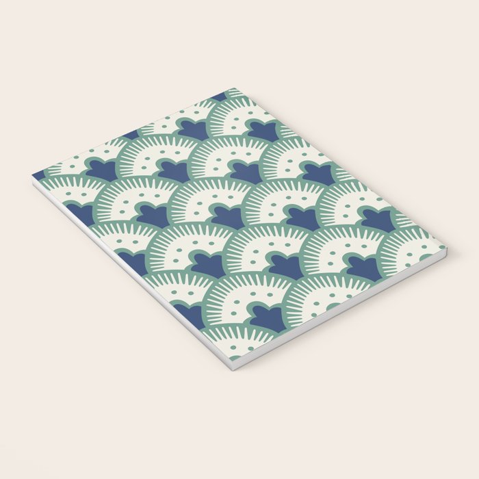 Art Deco Fan Pattern Blue/Green Notebook Gallery Image 3
