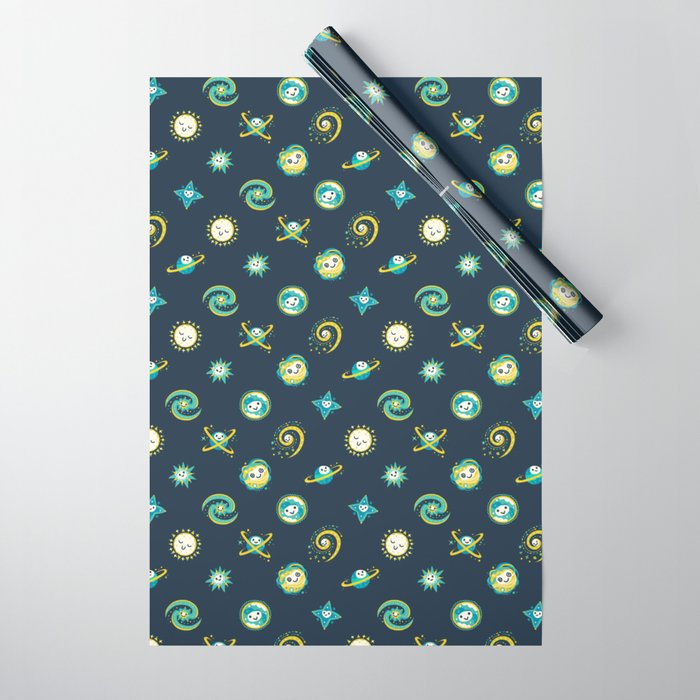 Pastel space pattern - dark Wrapping Paper Gallery Image 1
