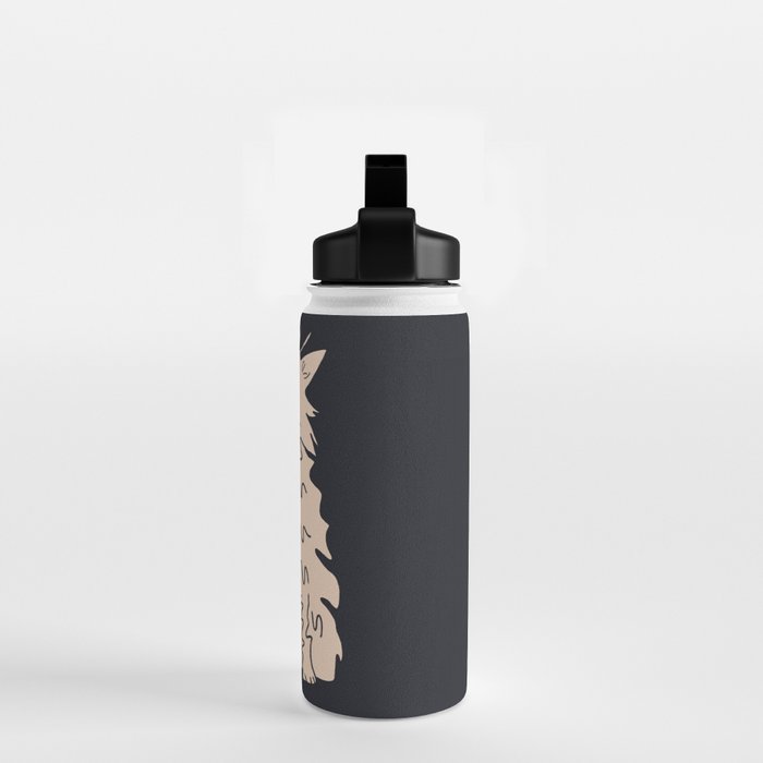 Fluffy cat on black Water Bottle Gallery Image 2