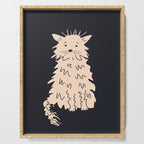 Fluffy cat on black Serving Tray Gallery Image 1
