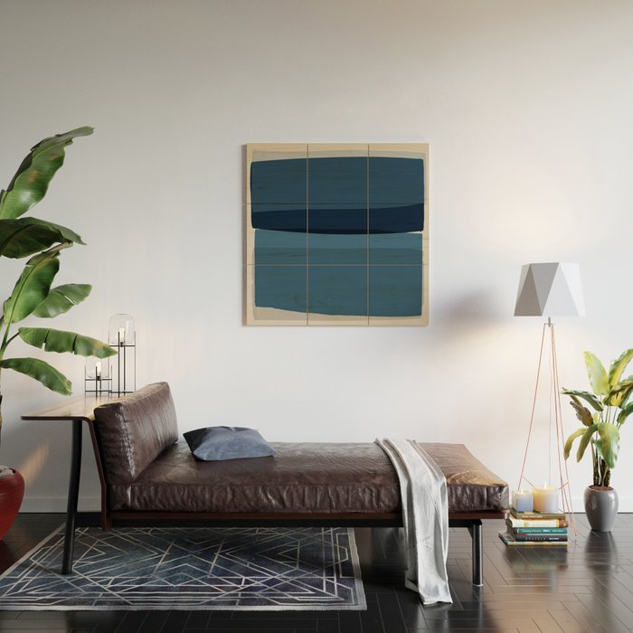 Modern Blue, Blue Painting, Blue Ombre Wood Wall Art Gallery Image 2