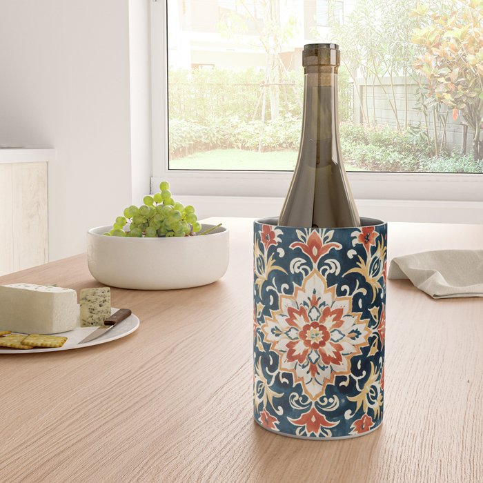 Indigo and Floral Spice Mandala Wine Chiller Gallery Image 4
