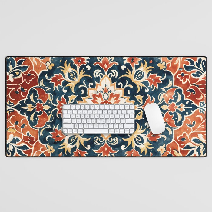 Indigo and Floral Spice Mandala Desk Mat Gallery Image 1