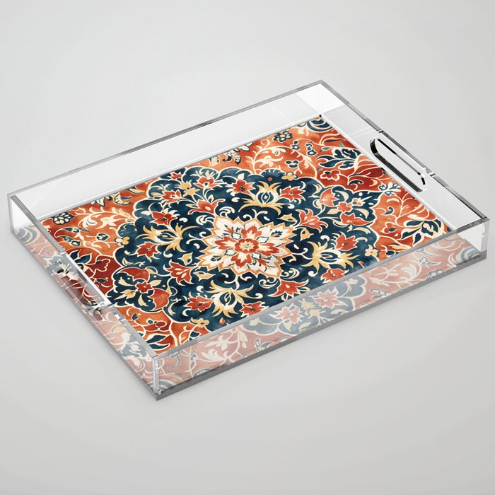 Indigo and Floral Spice Mandala Acrylic Tray Gallery Image 1