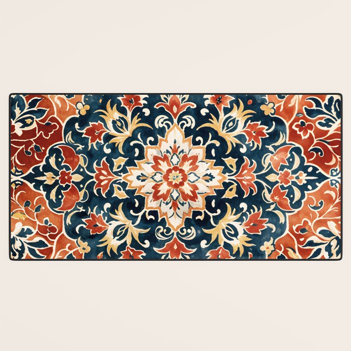 Indigo and Floral Spice Mandala Desk Mat Gallery Image 3