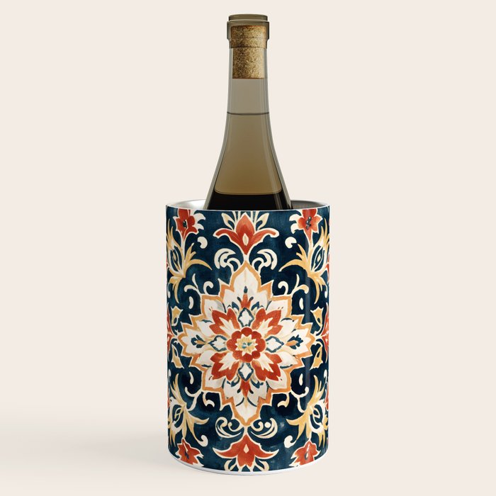 Indigo and Floral Spice Mandala Wine Chiller Gallery Image 1