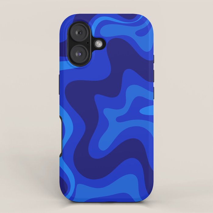 Retro Liquid Swirl Abstract Pattern in Super Blue iPhone Case Gallery Image 1