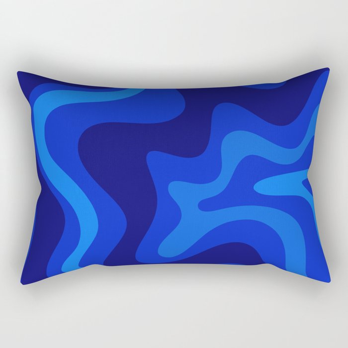 Retro Liquid Swirl Abstract Pattern in Super Blue Rectangular Pillow Gallery Image 1