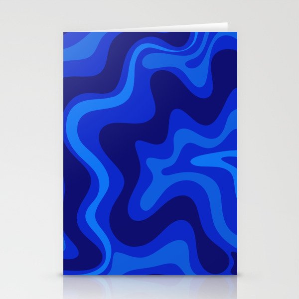 Retro Liquid Swirl Abstract Pattern in Super Blue Stationery Card Gallery Image 2