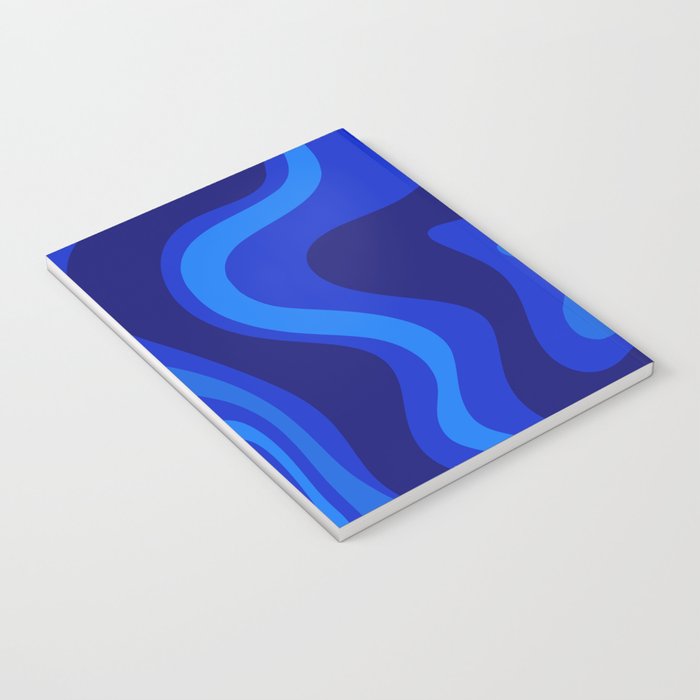 Retro Liquid Swirl Abstract Pattern in Super Blue Notebook Gallery Image 3