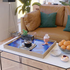 Retro Liquid Swirl Abstract Pattern in Super Blue Serving Tray Gallery Image 2