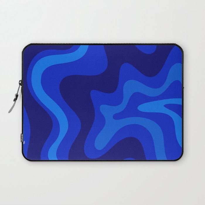 Retro Liquid Swirl Abstract Pattern in Super Blue Laptop Sleeve Gallery Image 1