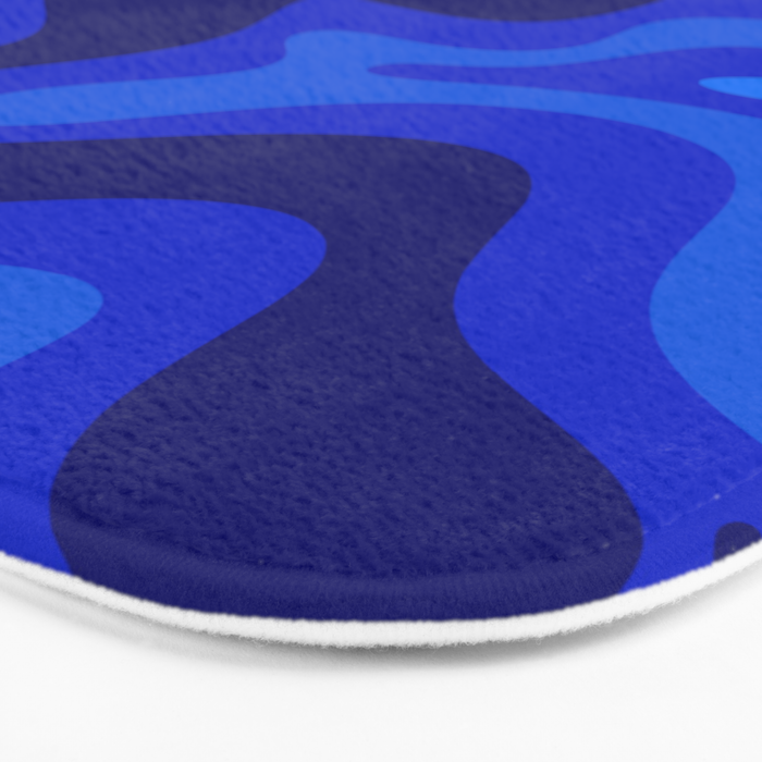 Retro Liquid Swirl Abstract Pattern in Super Blue Bath Mat Gallery Image 3