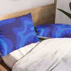 Retro Liquid Swirl Abstract Pattern in Super Blue Pillow Sham Gallery Image 2