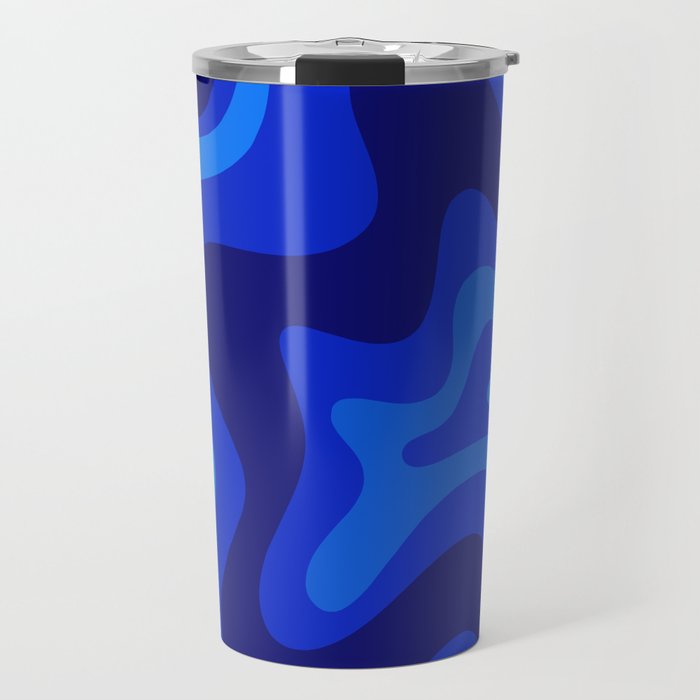 Retro Liquid Swirl Abstract Pattern in Super Blue Travel Mug Gallery Image 1