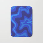 Retro Liquid Swirl Abstract Pattern in Super Blue Bath Mat Gallery Image 1