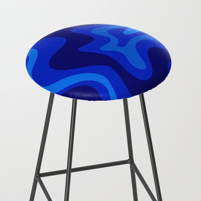 Retro Liquid Swirl Abstract Pattern in Super Blue Stool Gallery Image 2