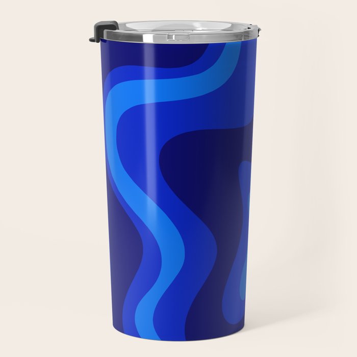 Retro Liquid Swirl Abstract Pattern in Super Blue Travel Mug Gallery Image 3