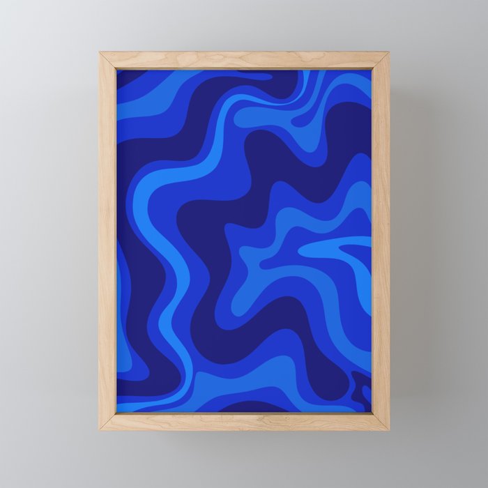 Retro Liquid Swirl Abstract Pattern in Super Blue Mini Art Print Gallery Image 1