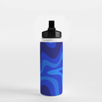 Retro Liquid Swirl Abstract Pattern in Super Blue Water Bottle Gallery Image 2