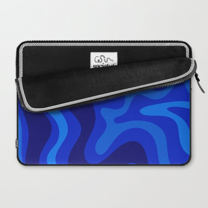 Retro Liquid Swirl Abstract Pattern in Super Blue Laptop Sleeve Gallery Image 2