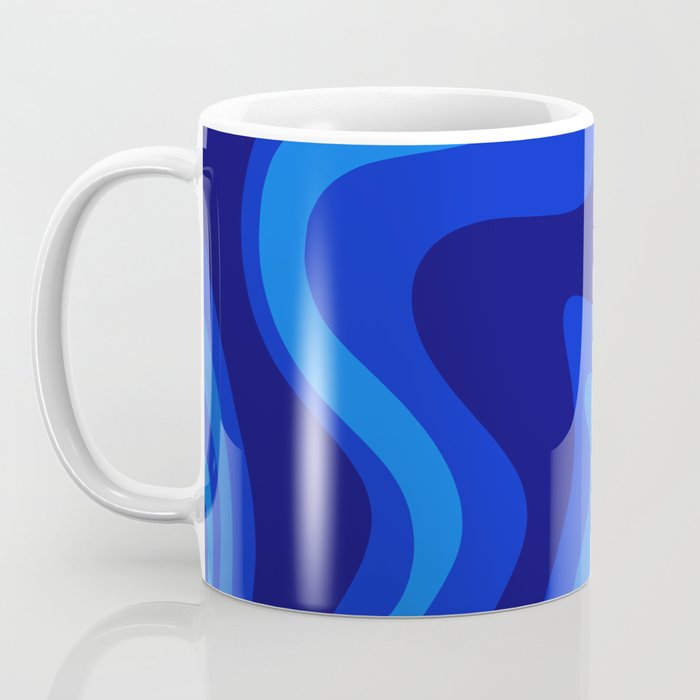 Retro Liquid Swirl Abstract Pattern in Super Blue Coffee Mug Gallery Image 3