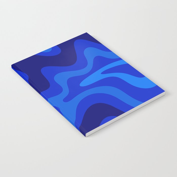 Retro Liquid Swirl Abstract Pattern in Super Blue Notebook Gallery Image 1