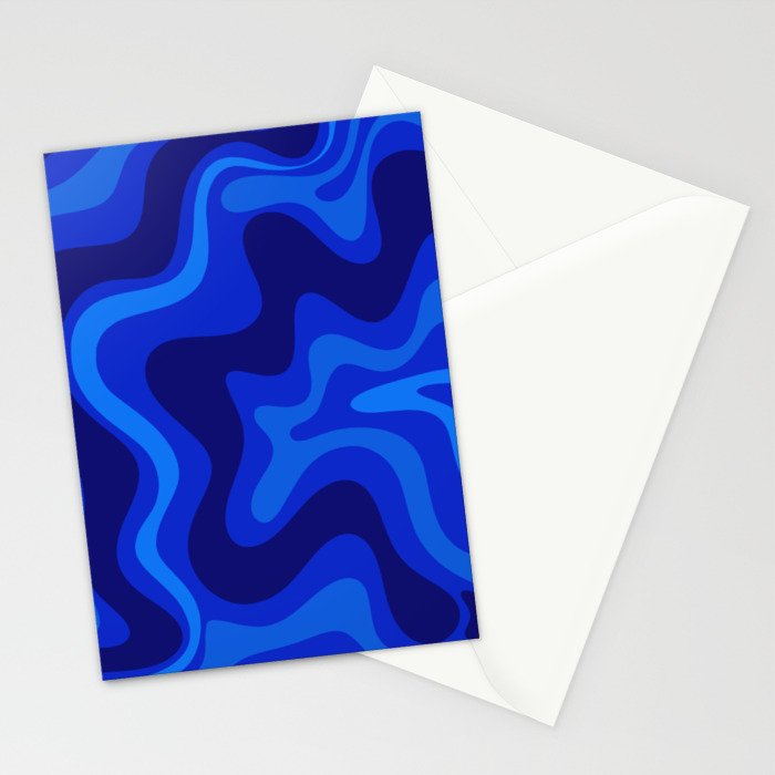 Retro Liquid Swirl Abstract Pattern in Super Blue Stationery Card Gallery Image 2