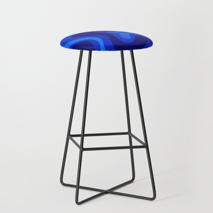 Retro Liquid Swirl Abstract Pattern in Super Blue Stool Gallery Image 1